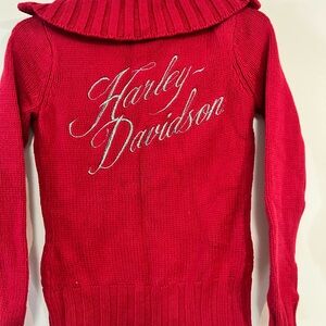 Harley Davidson front zip thick red sweater sz XS